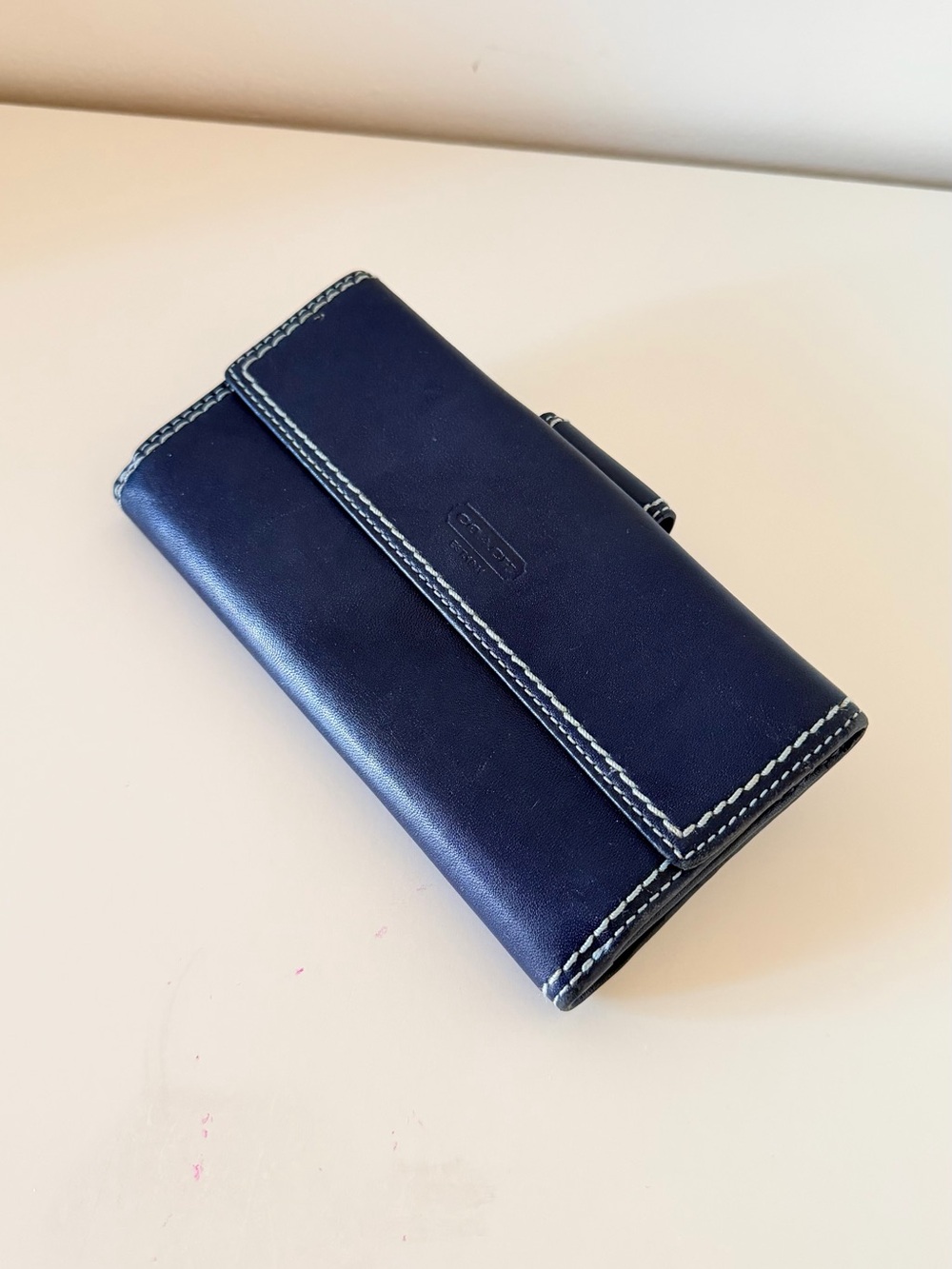 Coach Navy Wallet White Stiching - Picture 10 of 11